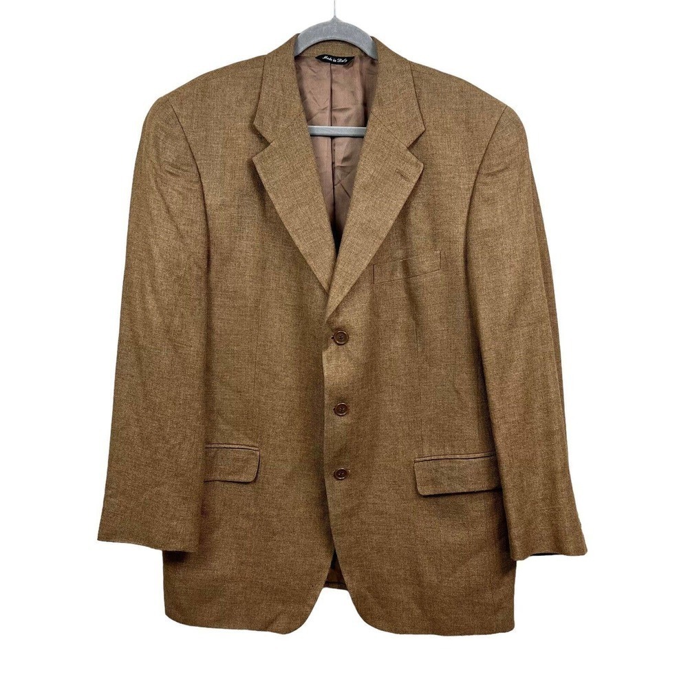 Chiavari Wool Silk Blend Blazer‎ Jacket Sport Coat Men 3 Button Bronze Brown 43R